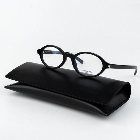 NEW Saint Laurent SL751 JEANNE OPT 001 Black Oval Women Eyeglasses - Picture 3 of 13